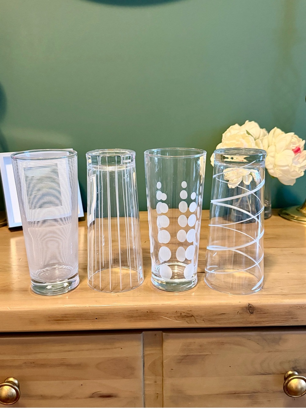 Mikasa Cheers Highball Glasses Set of 4 • Etched Glass • Made in France